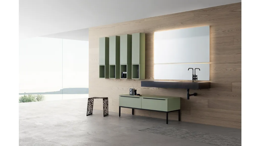 Mobile Bagno da terra in laccato sabbiato con lavabo integrato in gres K25 K HOUSE 53 di Compab