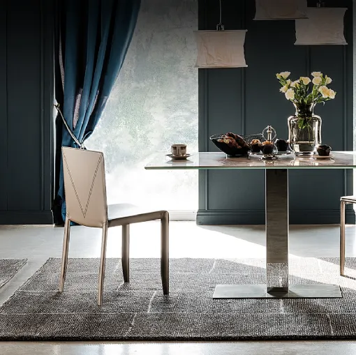 Tavolo Elvis Keramik rettangolare con piano in ceramica effetto marmo Elvis Keramik di Cattelan Italia