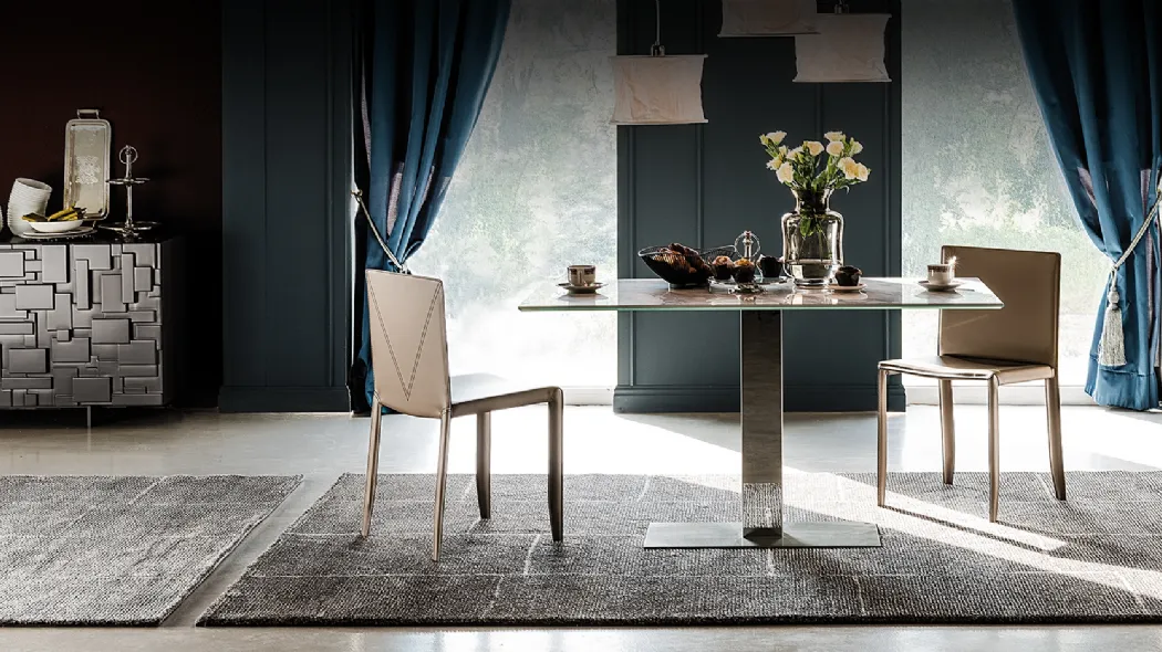 Tavolo Elvis Keramik rettangolare con piano in ceramica effetto marmo Elvis Keramik di Cattelan Italia