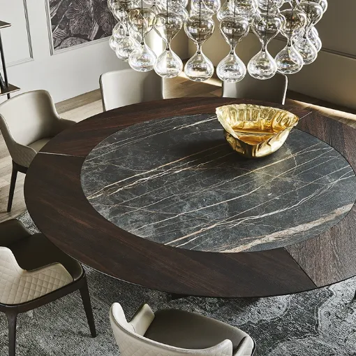 Tavolo rotondo in legno e ceramica Skorpio Ker Wood Round di Cattelan Italia