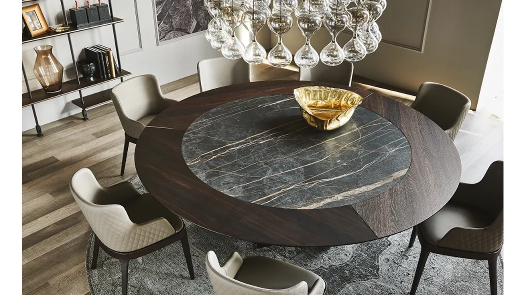 Tavolo rotondo in legno e ceramica Skorpio Ker Wood Round di Cattelan Italia