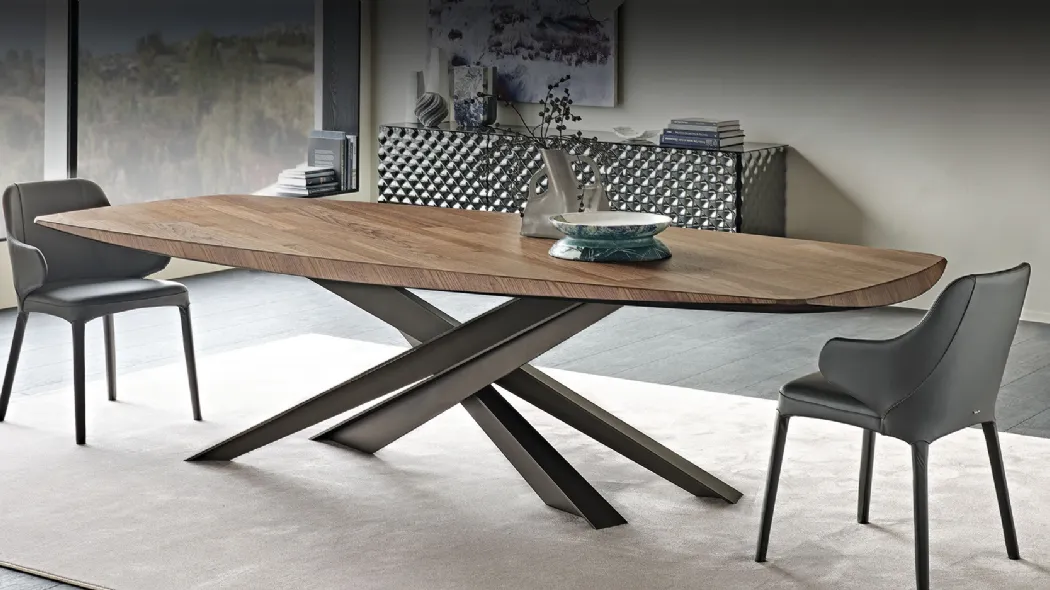 Tavolo rettangolare con piano in legno pregiato Lancer Wood di Cattelan Italia