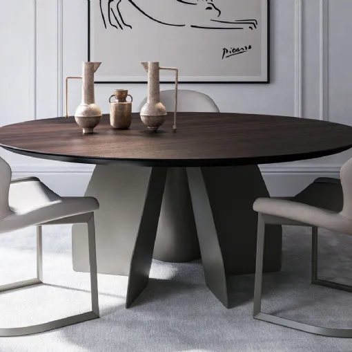 Tavolo con top in legno Senator Round di Cattelan Italia